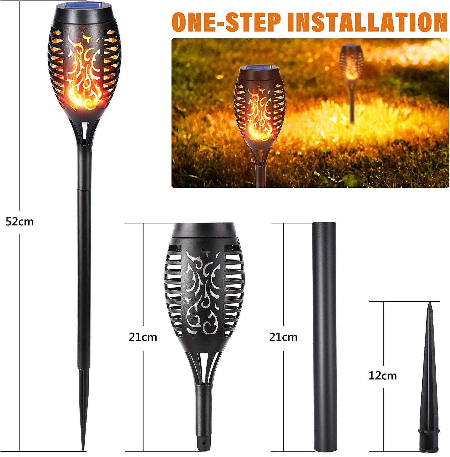 Solar Torches Garden Torches with Realistic Flame Effect IP65 Waterproof Solar Lamp Solar Lights for Outdoor Garden