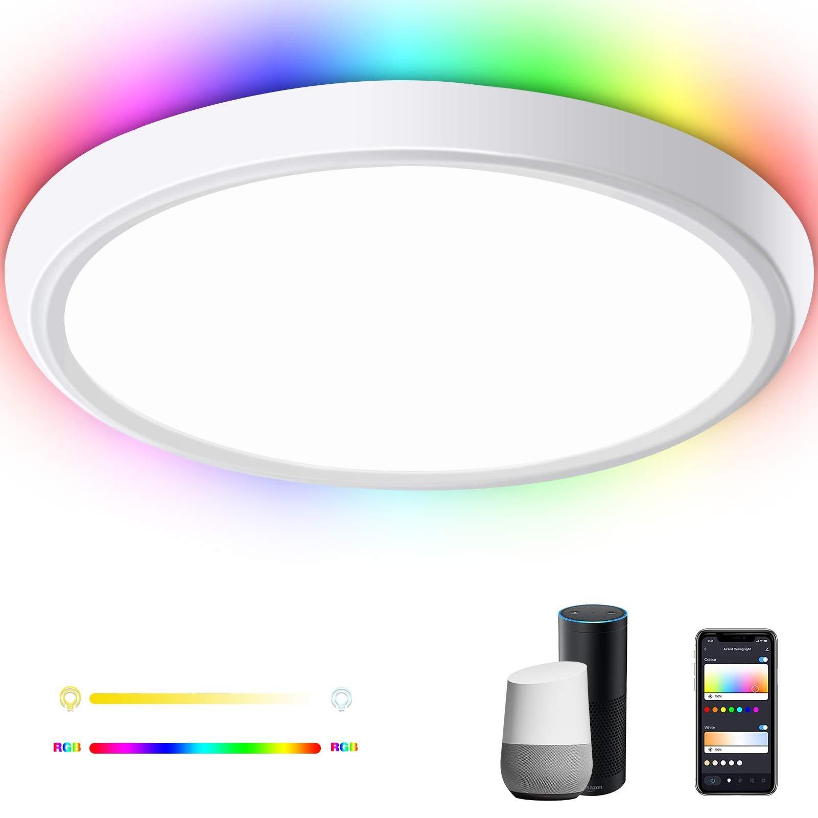 Backlight Dimmable Brightness Compatible with Alexa and Google Home 24W Smart WIFI LED Ceiling Light RGB for Living Room