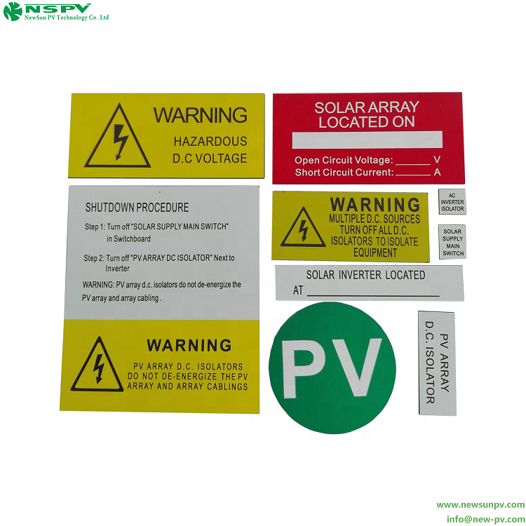 NSPV Solar Warning Stickers For Solar System Solar PV Warning Labels