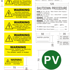 NSPV Solar Warning Stickers For Solar System Solar PV Warning Labels