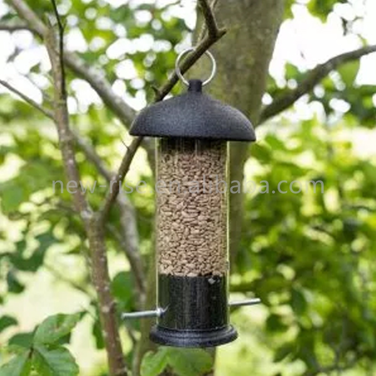 Small Black Steel Sunflower Heart Feeder Easy Clean Hanging Bird Seed Feeder Garden Bird Feeding Station