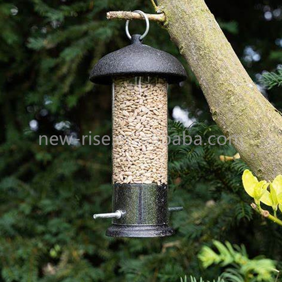 Small Black Steel Sunflower Heart Feeder Easy Clean Hanging Bird Seed Feeder Garden Bird Feeding Station