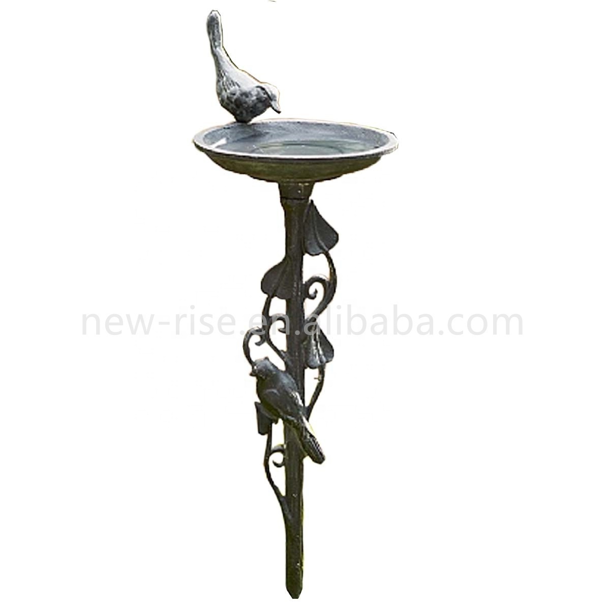 Cast Iron Ground Stake Lightweight Detachable Outdoor Bird Feeder Bird Bath for Garden Patio Yard Lawn Decoration