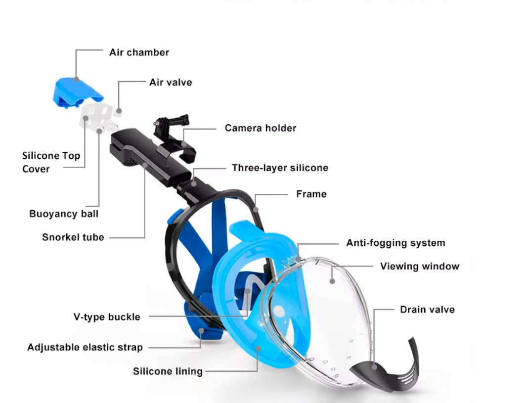 Full face snorkel mask Snorkel Free Diving Mask Soft Silicone Diving Equipment go pro swim scuba diving mask