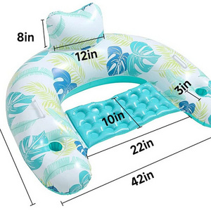 Floating Pool Chairs for Adults with Backrest & Cup Inflatable Pool Float Lounger