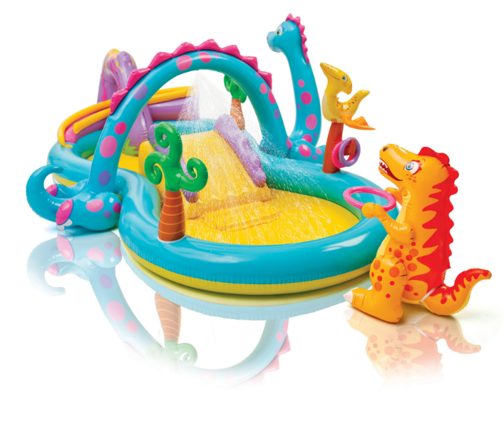 Summer Hot Sale Children's Dinosaur Slide Water Jet Pool Inflatable Swimming Pool