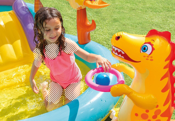 Summer Hot Sale Children's Dinosaur Slide Water Jet Pool Inflatable Swimming Pool