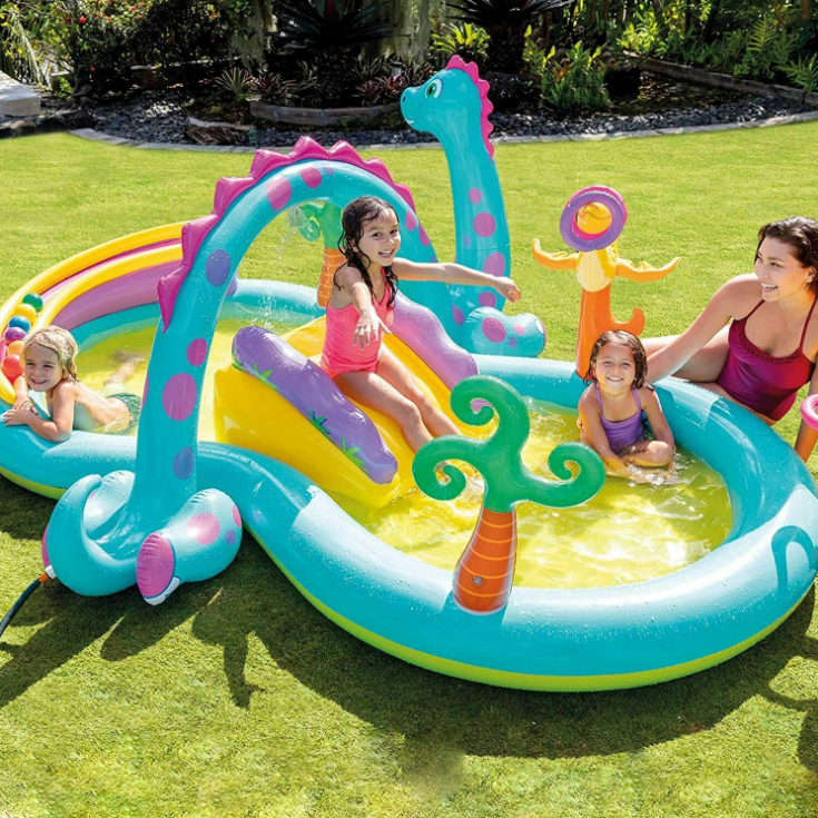 Summer Hot Sale Children's Dinosaur Slide Water Jet Pool Inflatable Swimming Pool