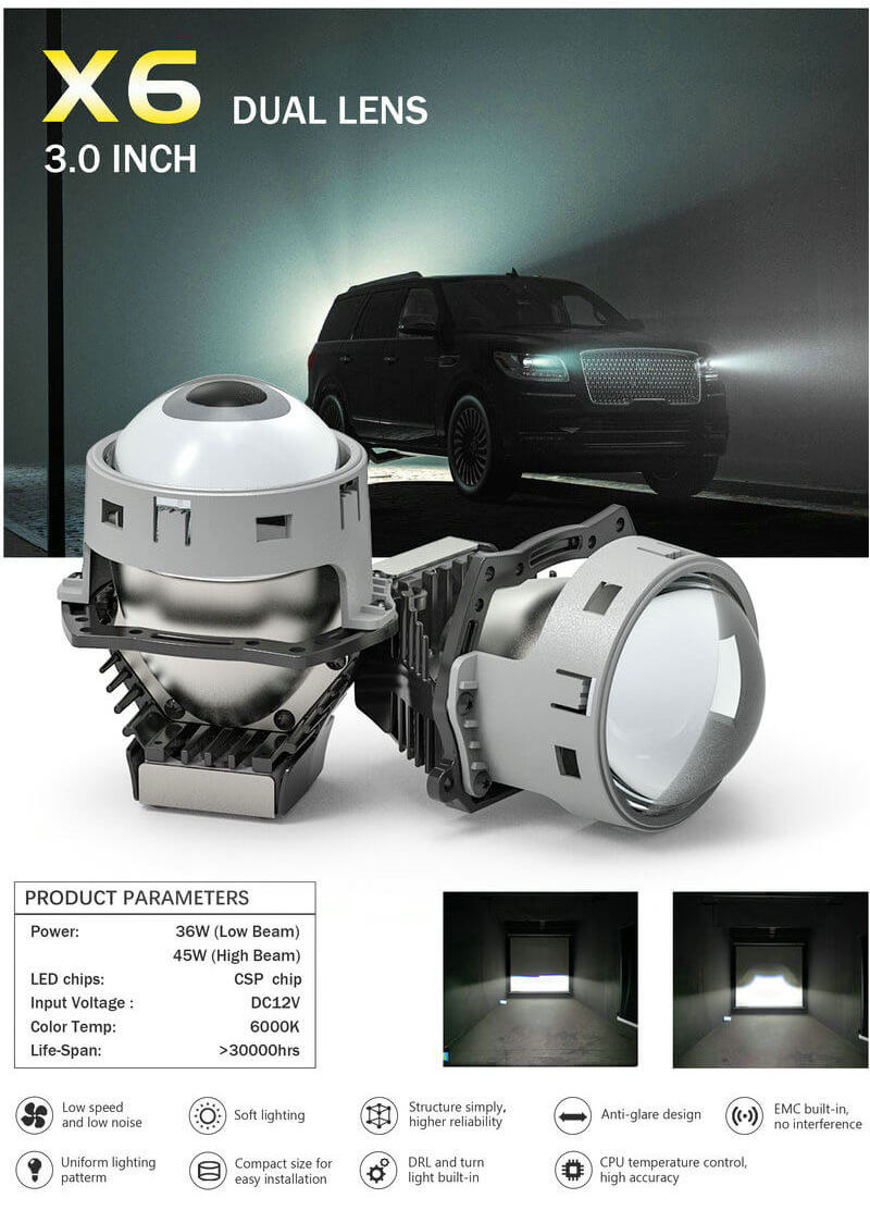 2024 High-end led projector lens 2.5/3.0 inch projector headlights for 2013 honda accord 2012 honda 2013 tacoma