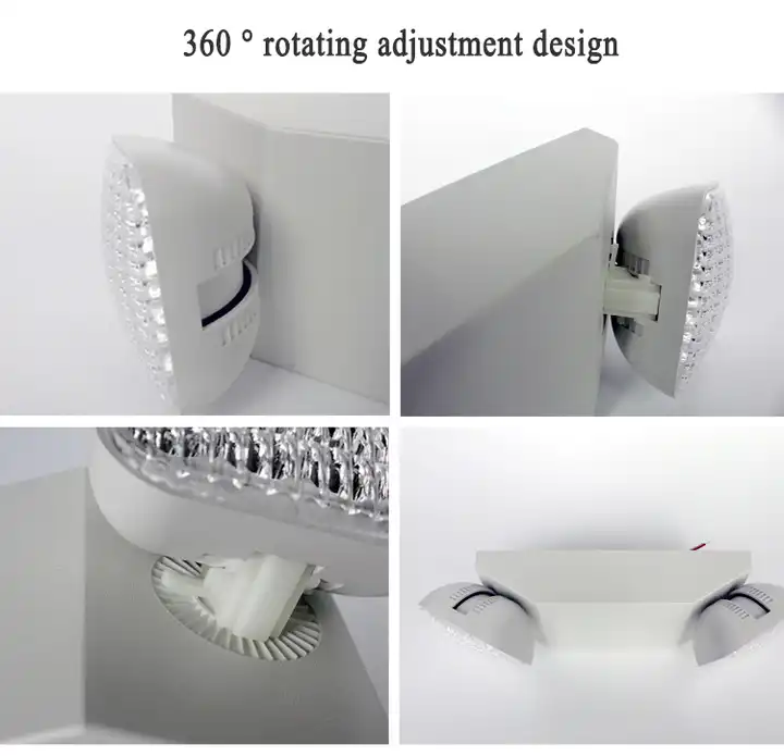 Automatic Wall Mounted White ABS Plastic Two Head Auto 3 Hours LED Exit Lamp Emergency Light with Battery Backup