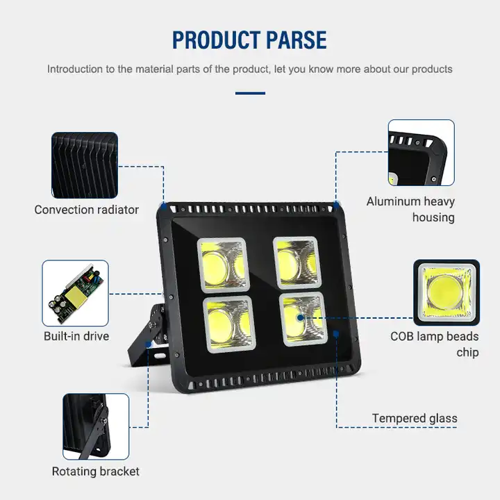 Powerful 90000 Lumens 200W 200 Watt Cob Security Marine Reflector Led Flood Lights For Fighting Hall