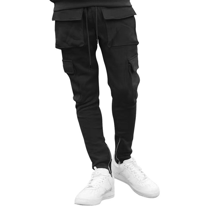 Custom Logo Stacked Joggers With Pocket Streetwear Men's Sweatpants Flare Men Cargo Pants Trousers