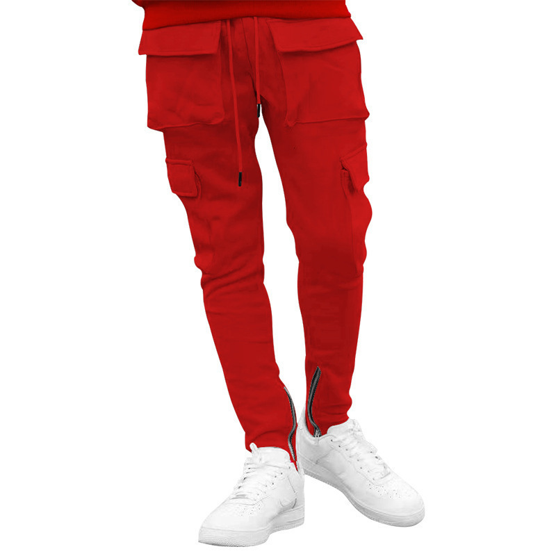 Custom Logo Stacked Joggers With Pocket Streetwear Men's Sweatpants Flare Men Cargo Pants Trousers