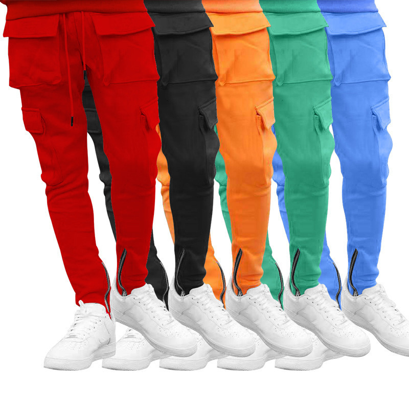 Custom Logo Stacked Joggers With Pocket Streetwear Men's Sweatpants Flare Men Cargo Pants Trousers