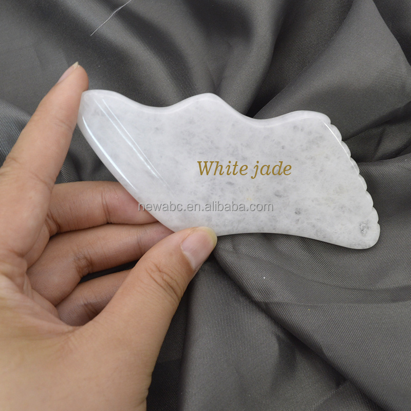 White Jade Gua Sha Stone Lightning Facial Tool Jade Guasha Board Scraping Tool for Facial Yoga