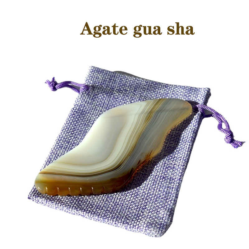 Face Sculpter Stone Royal Agate Guasha Massage Tool S Shape Stripe Agate Face Lifting Gua sha Board Tighten Fine Lines