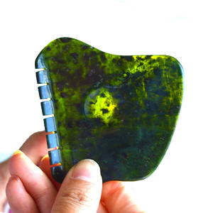 Private Custom Jade Nephrite Facial Massage Gua Sha Stone for Dark Green Face Massage Tools For Lift Skin Acupuncture