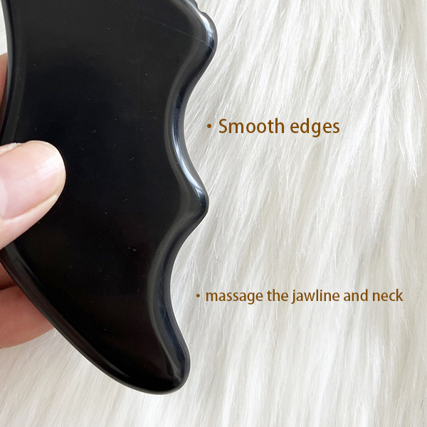 Face Lift Tool Lightning Shape Bian Stone Gua Sha Massage Stones with Smooth Edge Gemstone Guasha Board &Jade Roller