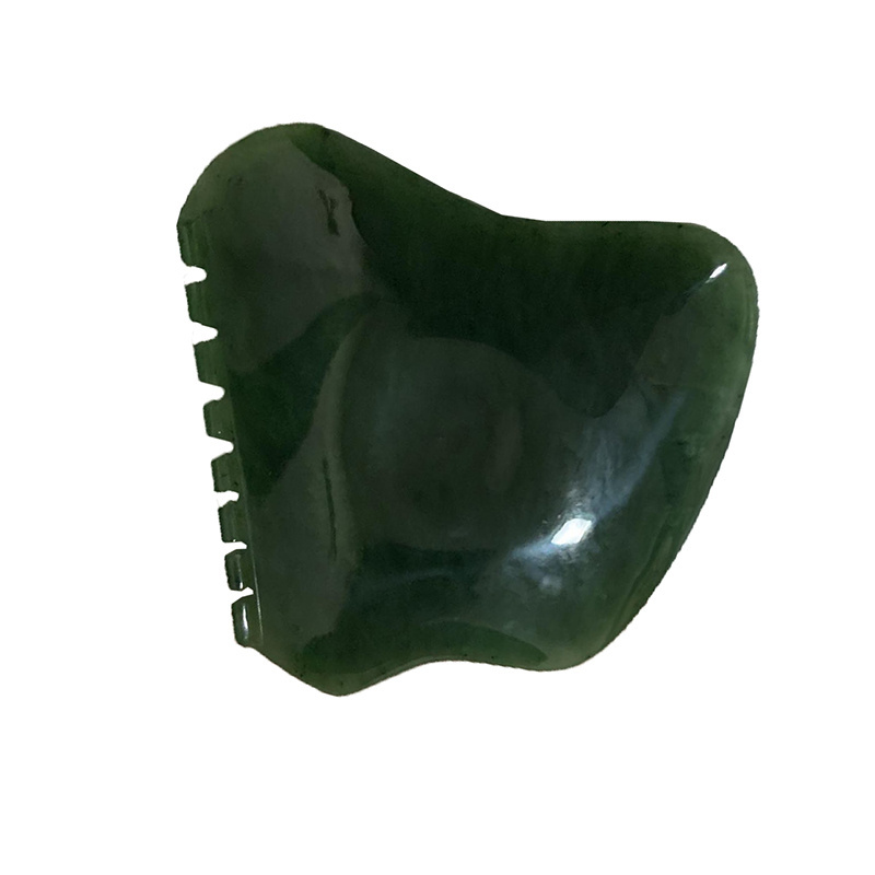 Private Custom Jade Nephrite Facial Massage Gua Sha Stone for Dark Green Face Massage Tools For Lift Skin Acupuncture