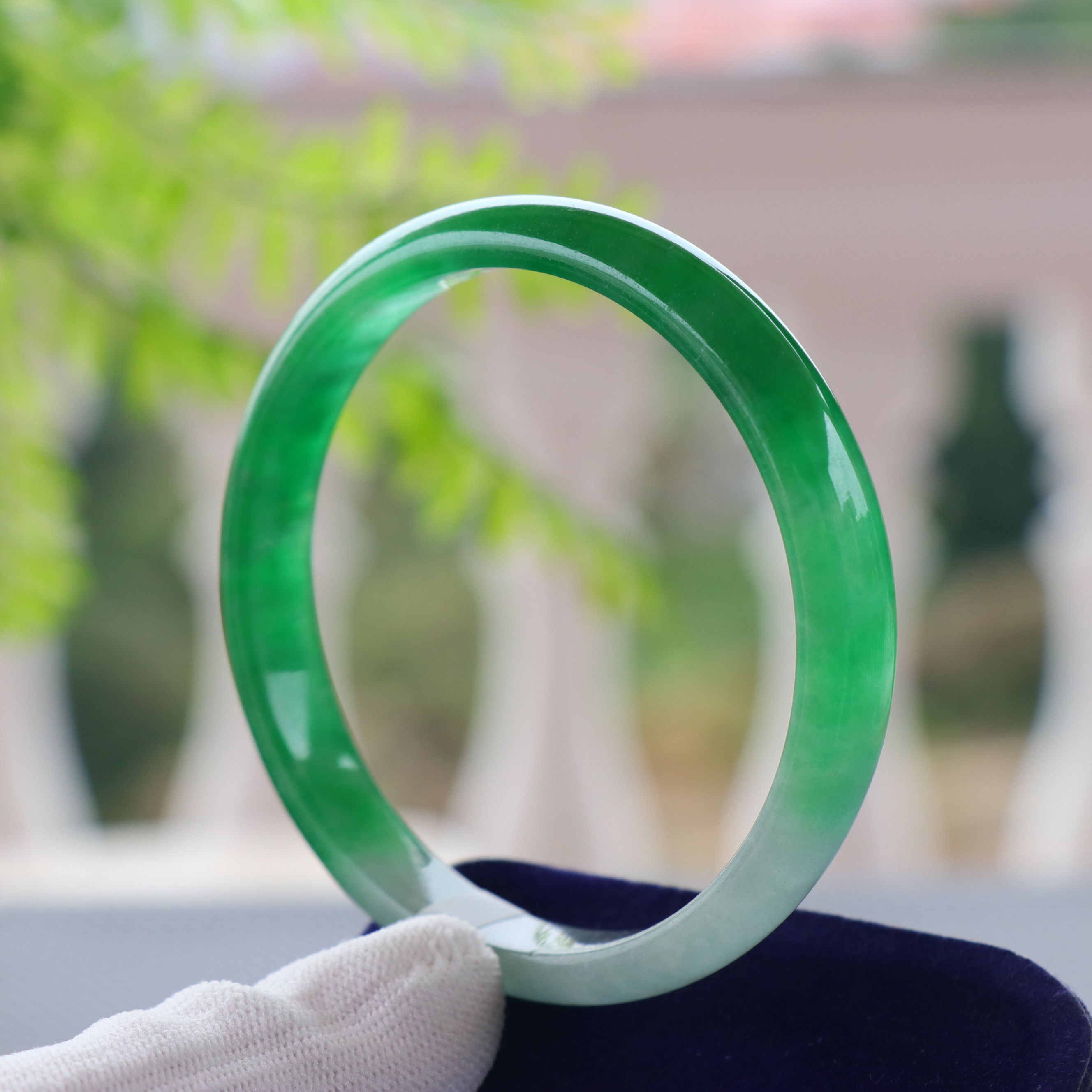 Natural Green Jade Bangle Bracelet Genuine with Certificate 100% Grade A Jade Handmade Bracelets - Healing jade