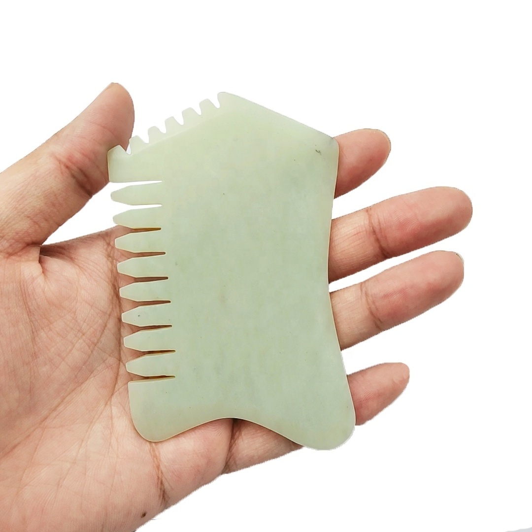 Gua Sha Comb Xiuyan Jade Natural Jade  Head Massager for Scalp Stress Relax and  Eliminate wrinkles on the face