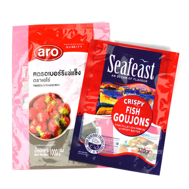 Custom printed fruit grape mushroom lettuce plastic ice freeze fish fillets nylon plastic vacuum bags frozen food packaging bag