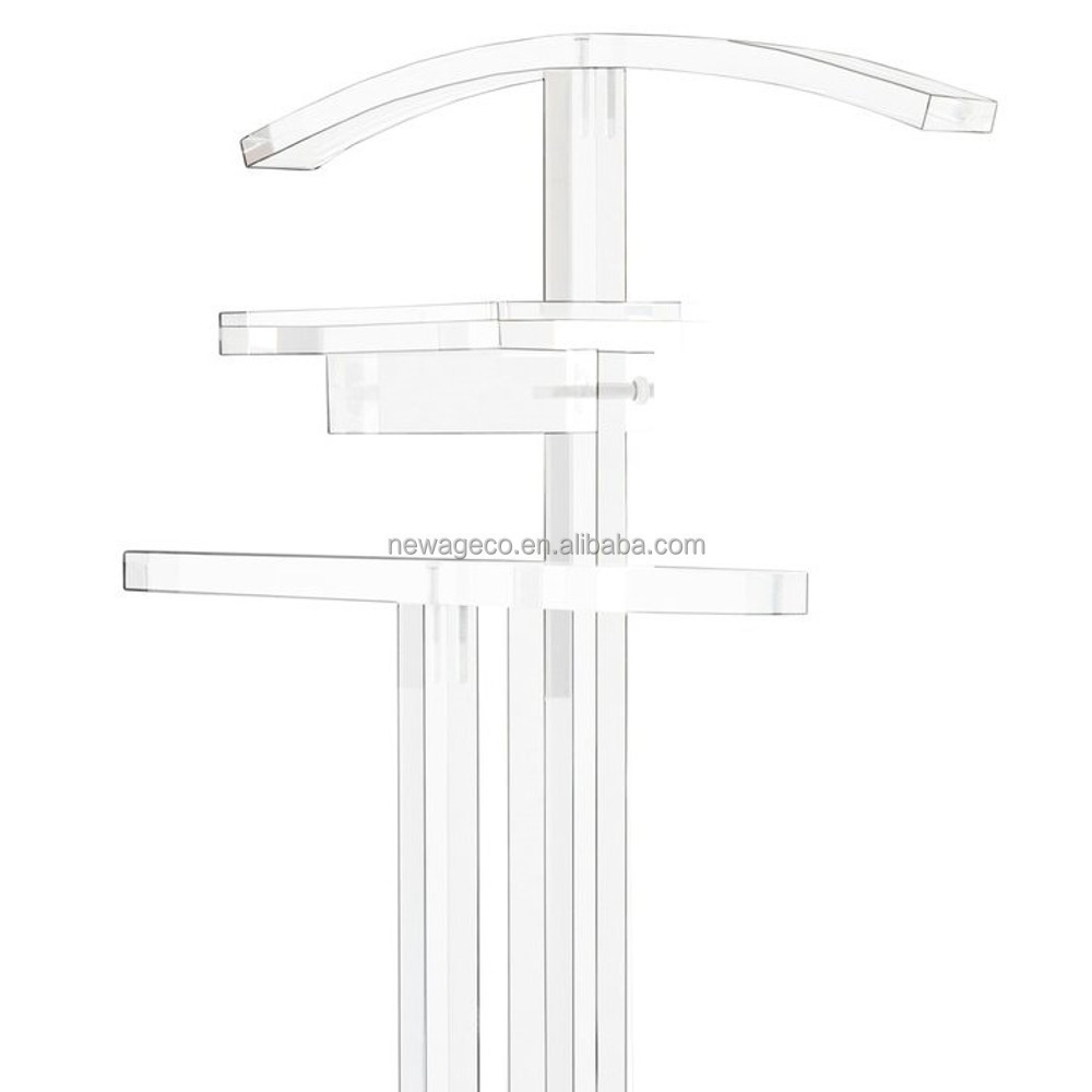 Modern Lucite Judaica Suit Valet Stand Floorstand Coat Stand Multi Use Acrylic Clothes Rack