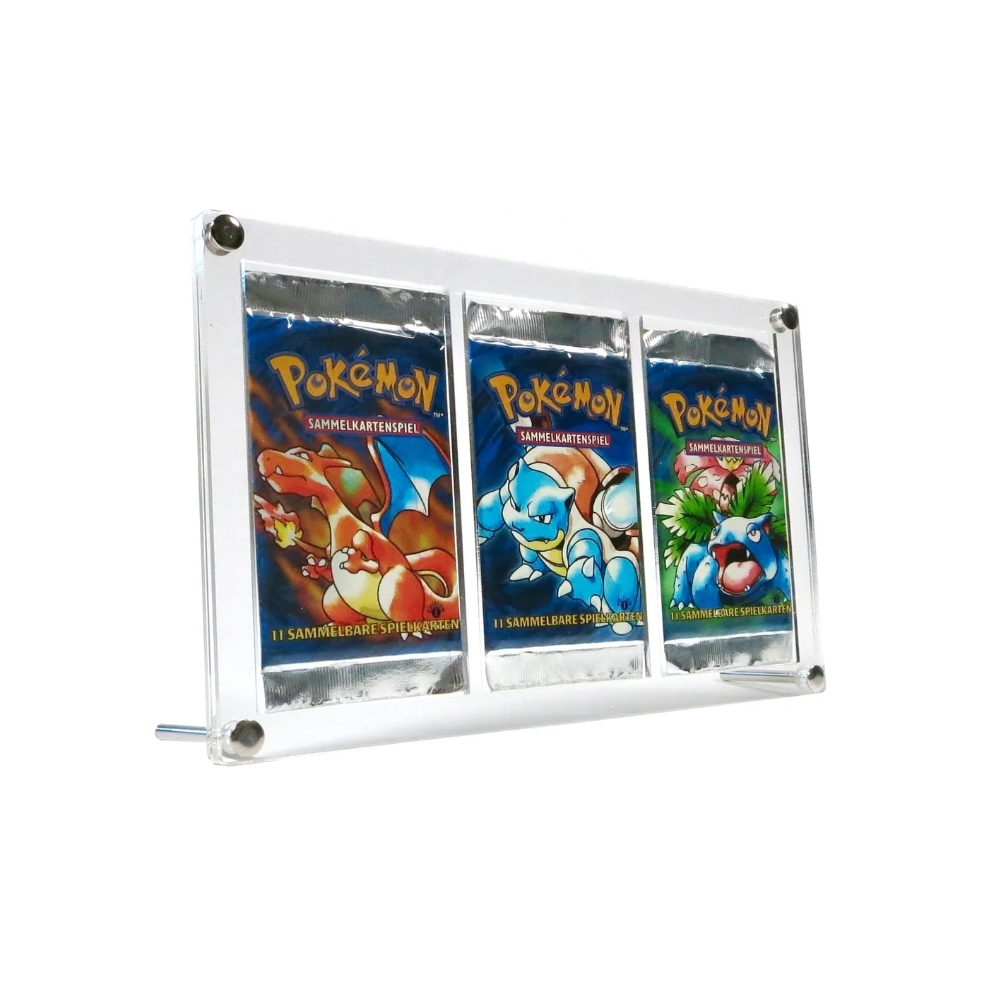 Acrylic Pokemon Pack Display Card Frame / Acrylic Case and Stand for 4x Pokemon booster packs