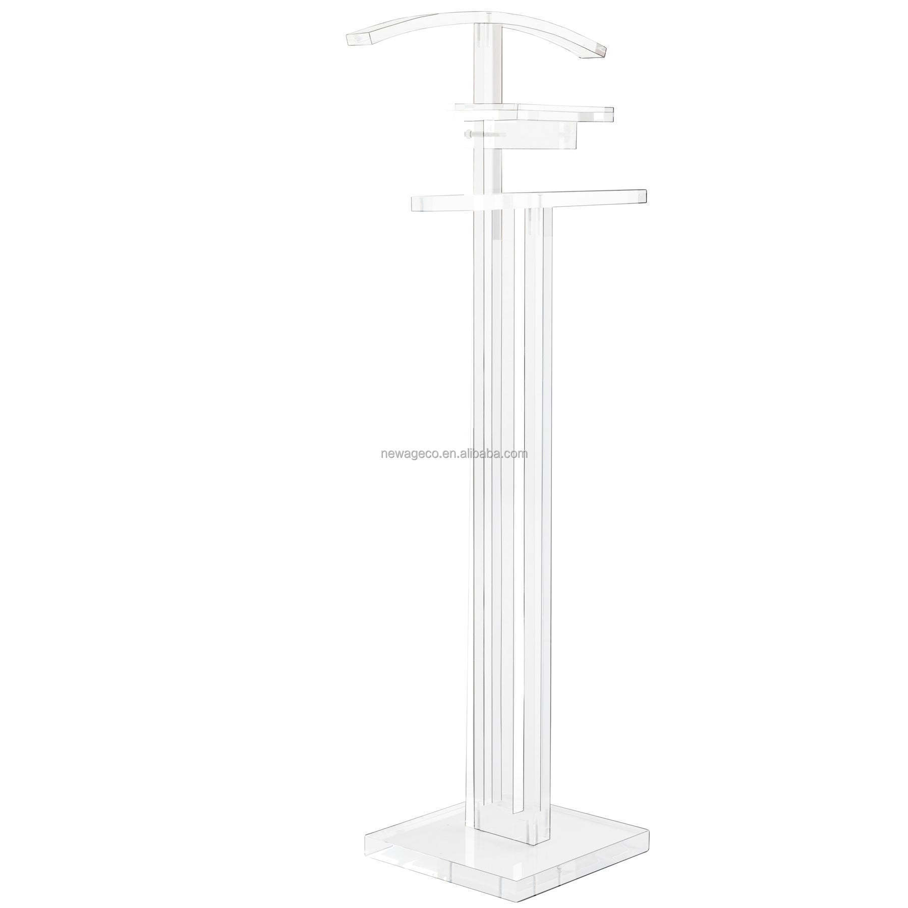 Modern Lucite Judaica Suit Valet Stand Floorstand Coat Stand Multi Use Acrylic Clothes Rack