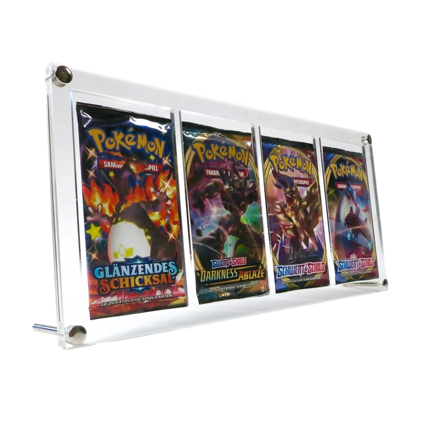 Acrylic Pokemon Pack Display Card Frame / Acrylic Case and Stand for 4x Pokemon booster packs