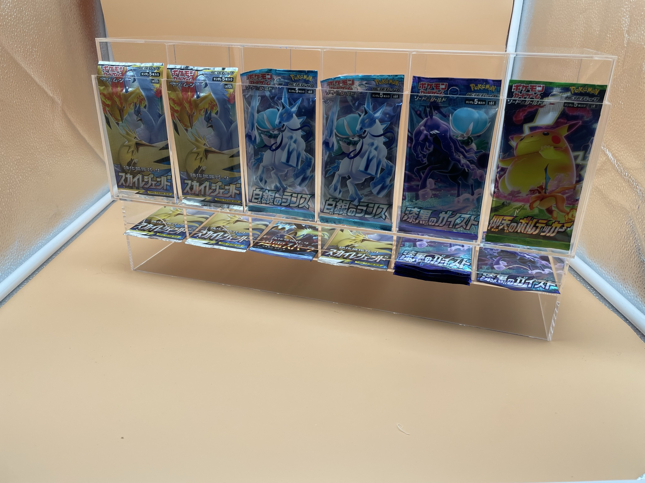 Clear 6 Slot Pokemon Booster Pack Dispenser Acrylic TCG Trading Card Game Pack Dispenser