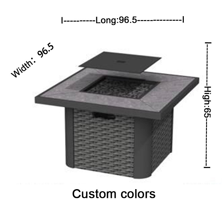 Customizable Leisure Touch Rectangle Patio Or Garden Dining Table Top Gas PROPANE Fire Pits Outdoor