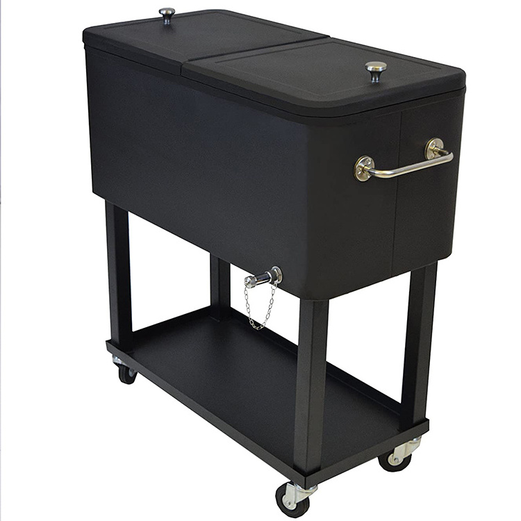 Vendor Patio Ice And Beverage Wine Outdoor Hand Cart Barrel Cooler Box Table