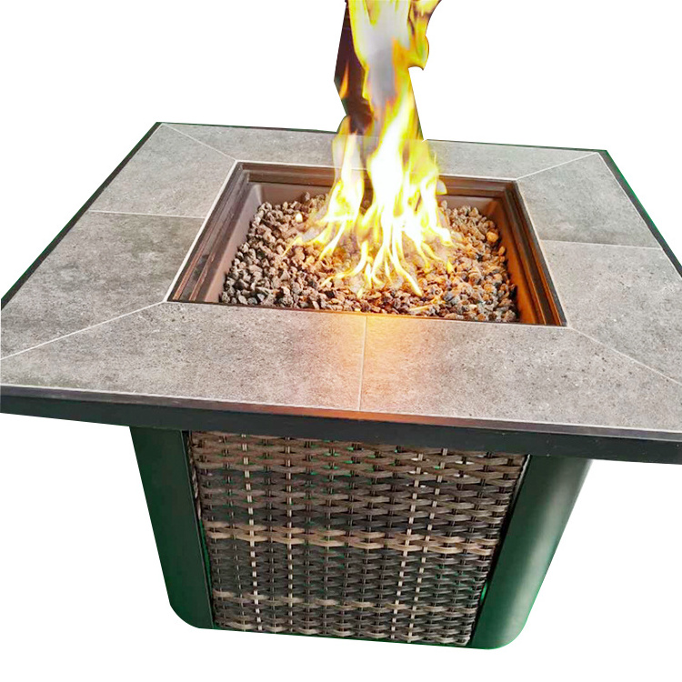 Customizable Leisure Touch Rectangle Patio Or Garden Dining Table Top Gas PROPANE Fire Pits Outdoor