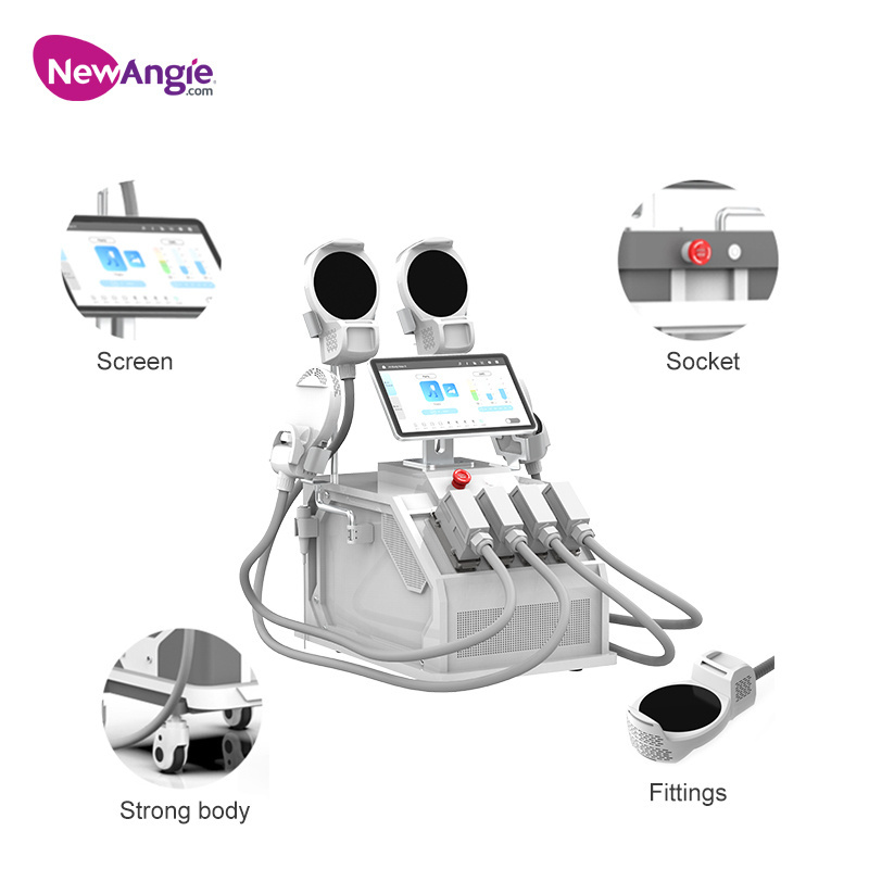 Newangie burning portable ems  muscle body sculpt machine 4 handles stimulator mini ems slimming machine