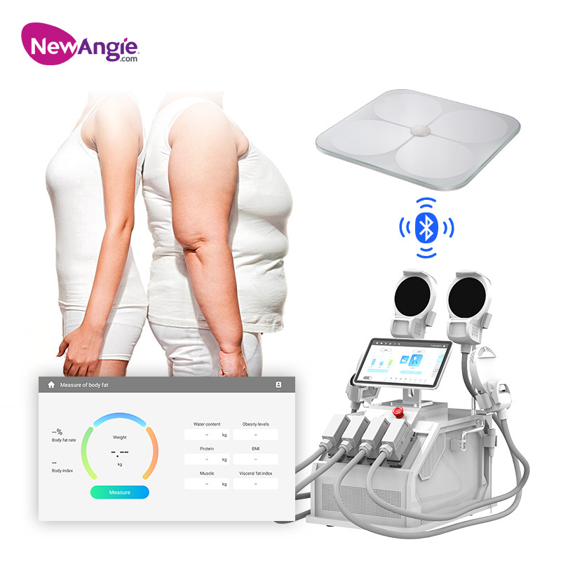 Newangie burning portable ems  muscle body sculpt machine 4 handles stimulator mini ems slimming machine