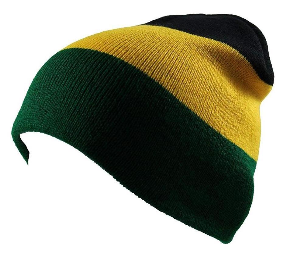 Wholesale Crochet Rasta Jamaica Beanie Hat Knitted Beanie Winter Hats Warm Stripe Beanie Embroidered