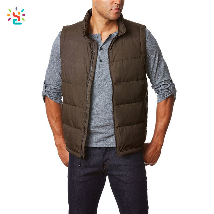 Wholesale down vest mens down vest custom cheap uniform vests packable sleeveless jacket with storage bag Utility