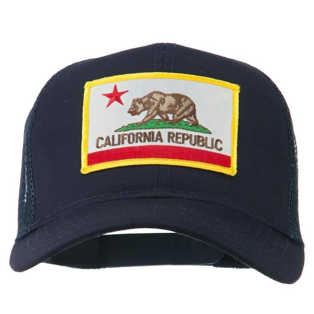 Wholesale California State Bear Hat Flag Patched Twill Mesh Trucker Cap Custom Logo Navy Blue Hat