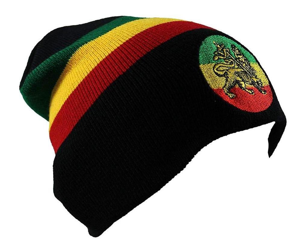 Wholesale Crochet Rasta Jamaica Beanie Hat Knitted Beanie Winter Hats Warm Stripe Beanie Embroidered