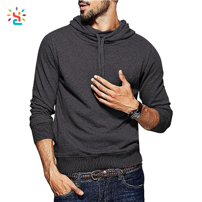 Hot selling plain slim fit hoodies no pocket blank hoodies sweatshirts with no labels private label mens hoodies