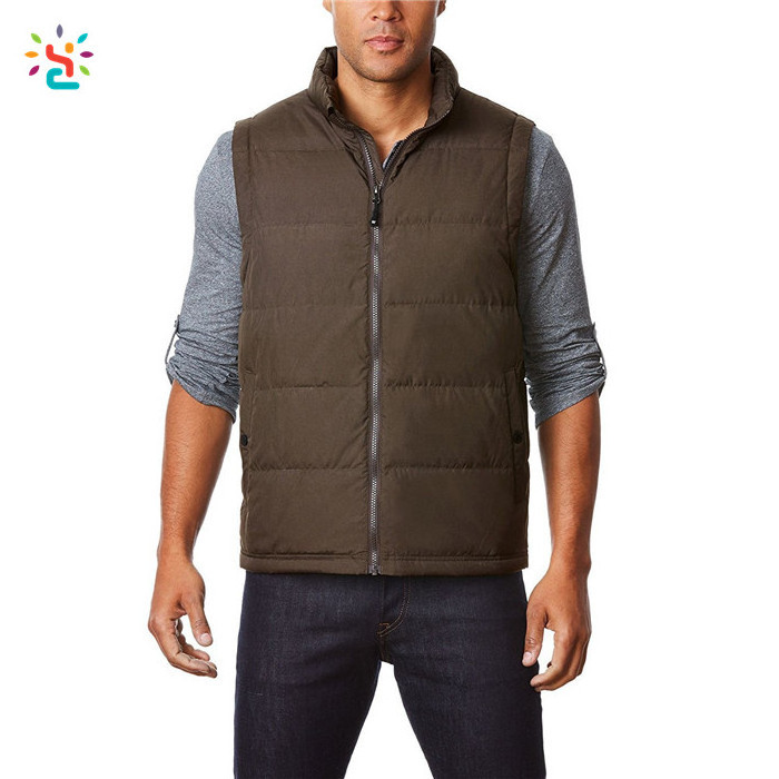 Wholesale down vest mens down vest custom cheap uniform vests packable sleeveless jacket with storage bag Utility