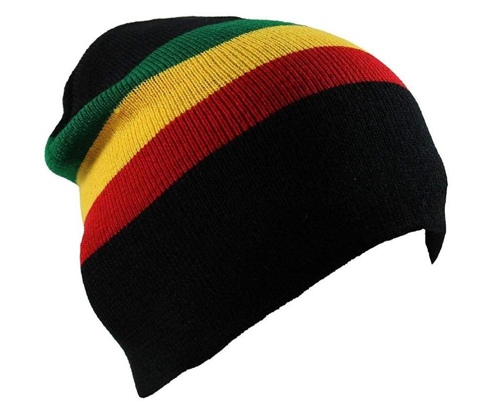 Wholesale Crochet Rasta Jamaica Beanie Hat Knitted Beanie Winter Hats Warm Stripe Beanie Embroidered