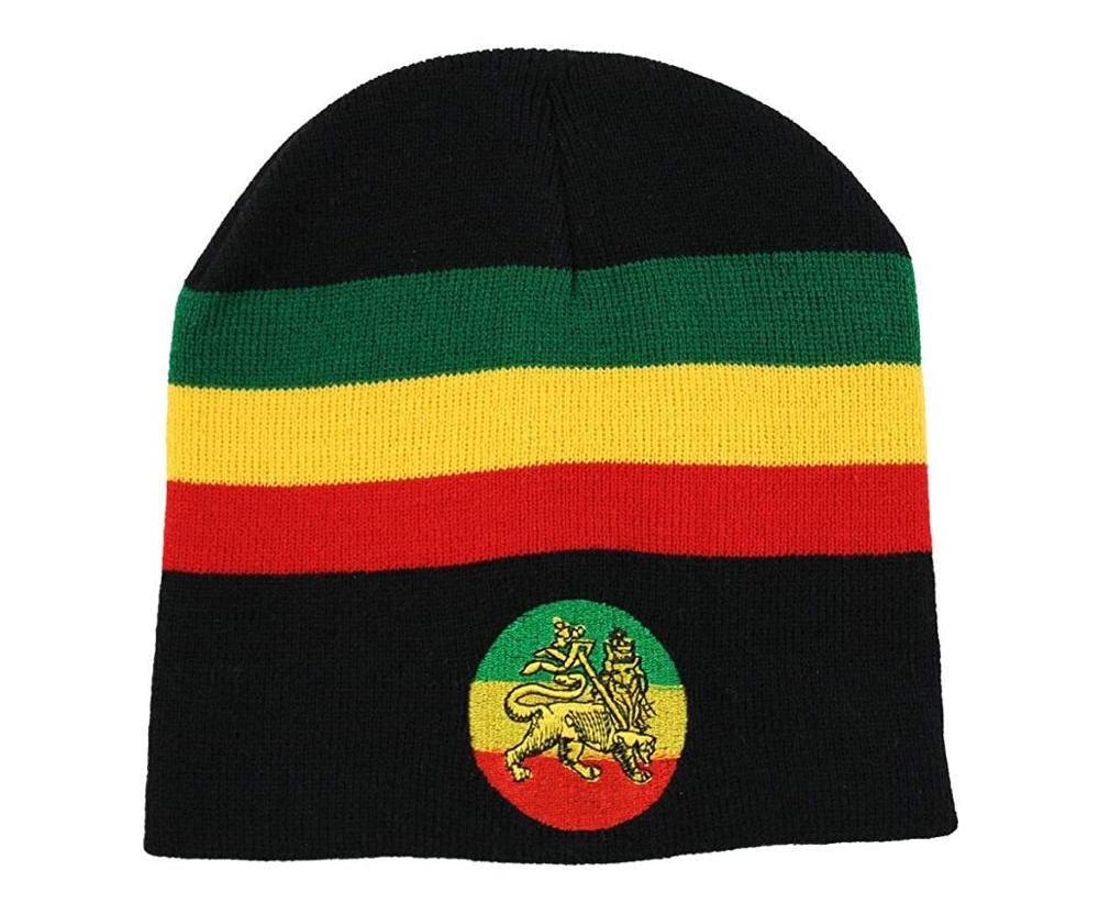 Wholesale Crochet Rasta Jamaica Beanie Hat Knitted Beanie Winter Hats Warm Stripe Beanie Embroidered