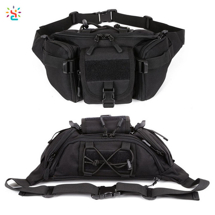 OEM Multi functional tactical fanny pack black fanny pack custom single shoulder hip belt waist bag