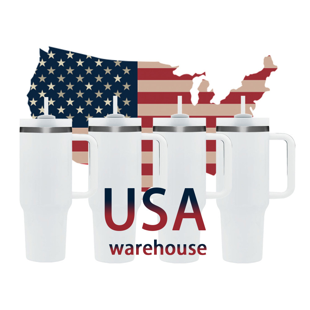 USA Warehouse Shipping Included Sublimation Tumbler with Handle Stainless Steel Quencher 40 Oz 40oz Blank Sublimation Tumbler