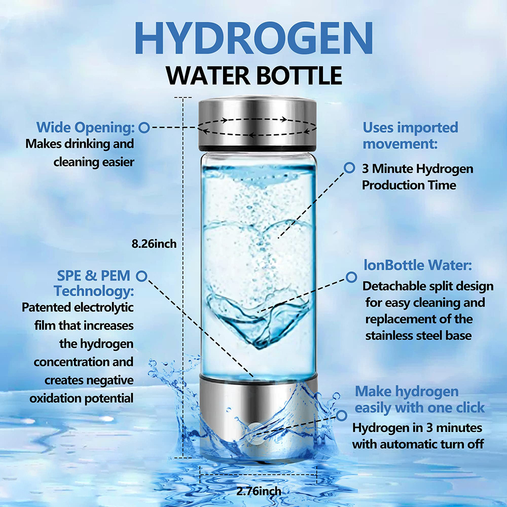 New Gift Set SPE PEM Technology Tasteless High Quality USB Rechargeable Hydrogen Water Bottle Generator with Custom Logo