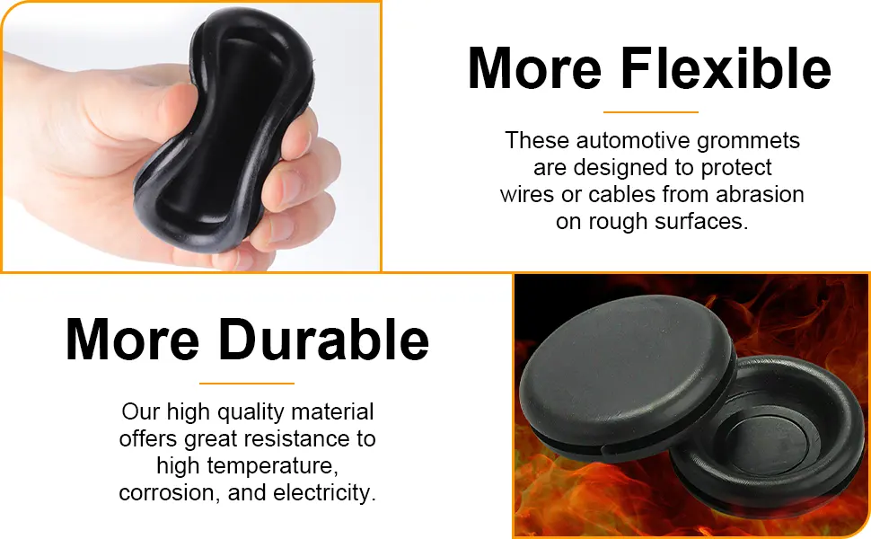 High Quality Custom Made square silicone rubber grommet black rubber cable silicone rubber grommet