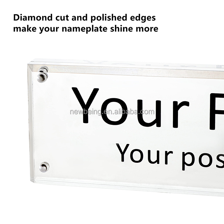 Customized Printed Office Desk Name Plate Personalized Premium Clear Acrylic Glass Block