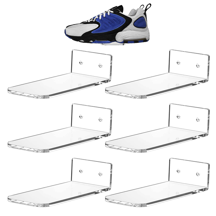 Floating Shoe Display Shelves for Wall Mount for Showcase Sneaker Collection or Shoes Clear Acrylic Floating Shelves